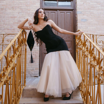 Bolsa rombo terciopelo negro hecha a mano Paulina Meza