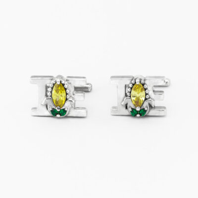 Mancuernillas personalizadas en plata con elote e iniciales