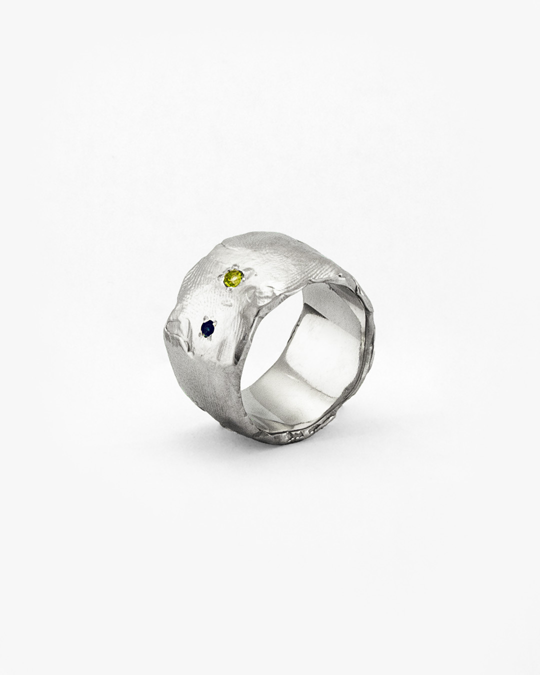 Anillo con huella dactilar y birthstones en plata .925