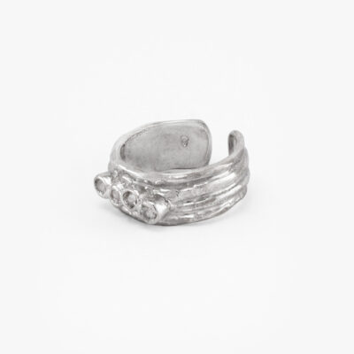 Anillo ancho Organic Stack en plata .925 con circonias blanc